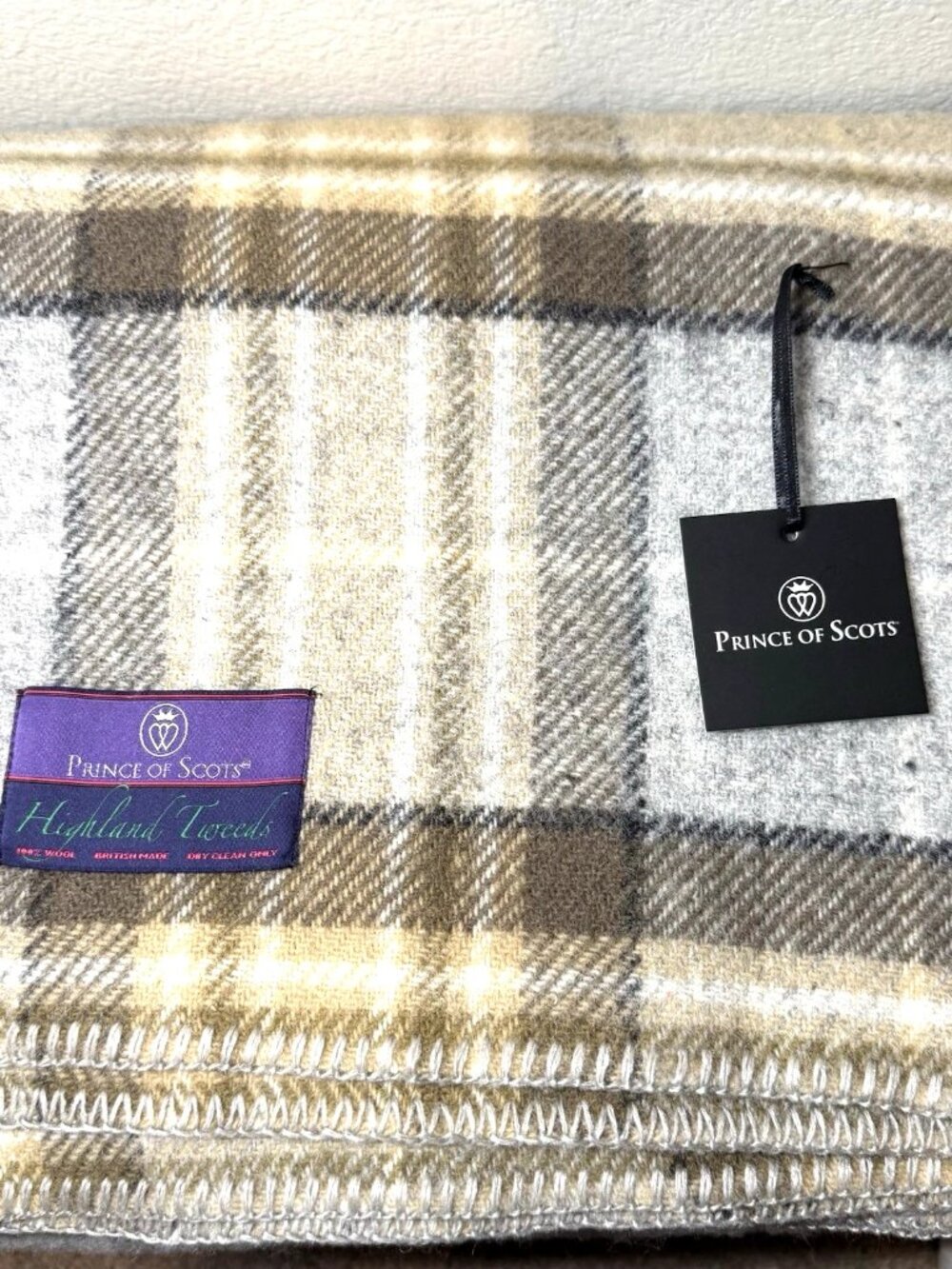 Prince of Scots Highland Tweeds Pure New Wool Fluffy Throw Blanket McKellar -Tan